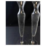Princess House Heritage Crystal Bud Vases - Pair, Ruffled Rim & Etched Floral