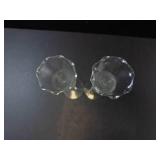 Princess House Heritage Crystal Bud Vases - Pair, Ruffled Rim & Etched Floral