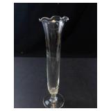 Princess House Glass Tall Fluted Vase with Ruffled Rim 8"