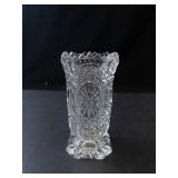 Princess House Crystal Glass Vase - Diamond-Cut Pattern with Center Medallion