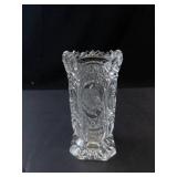 Princess House Crystal Glass Vase - Diamond-Cut Pattern with Center Medallion