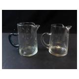 Princess House Glass Creamers Etched Leaf Pattern (Lot of 2)