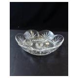 Princess House Highlights Lead Crystal 4-Light Candle Bowl - Made in USA