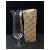 Princess House Heritage Floral Etched Crystal Footed Crimped Vase