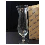 Princess House Heritage Floral Etched Crystal Footed Crimped Vase
