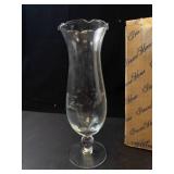 Princess House Heritage Floral Etched Crystal Footed Crimped Vase