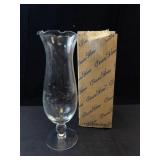 Princess House Heritage Floral Etched Crystal Footed Crimped Vase