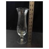 Princess House Heritage Floral Etched Crystal Footed Crimped Vase