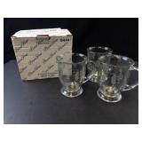 Princess House Heritage Footed Cafe Mugs - Etched Leaf Design (Set of 3)
