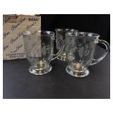 Princess House Heritage Footed Cafe Mugs - Etched Leaf Design (Set of 3)