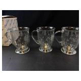 Princess House Heritage Footed Cafe Mugs - Etched Leaf Design (Set of 3)