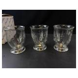 Princess House Heritage Footed Cafe Mugs - Etched Leaf Design (Set of 3)