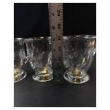 Princess House Heritage Footed Cafe Mugs - Etched Leaf Design (Set of 3)