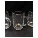 Three Clear Glass Mugs with Etched Leaf Pattern (Lot of 3)