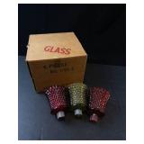 Homco Vintage Peg Votive Candle Holders (Lot of 3) Red & Green Glass