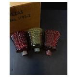Homco Vintage Peg Votive Candle Holders (Lot of 3) Red & Green Glass
