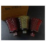 Homco Vintage Peg Votive Candle Holders (Lot of 3) Red & Green Glass