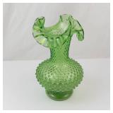 Vintage Fenton Springtime Green Hobnail Vase with Ruffled Rim **High Resale Value**