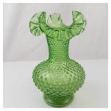 Vintage Fenton Springtime Green Hobnail Vase with Ruffled Rim **High Resale Value**