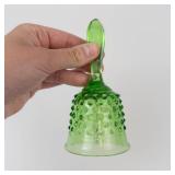 Fenton Art Glass Green Hobnail Bell - Vintage Collectible Glass Decor
