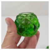 Green Glass Candlestick Holders (Lot of 2)