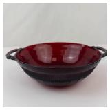 Anchor Hocking Coronation Royal Ruby Red Glass Serving Bowl with Handles