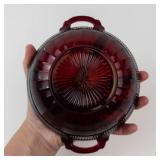 Anchor Hocking Coronation Royal Ruby Red Glass Serving Bowl with Handles