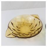 Indiana Glass Pressed Diamond Flower Relish Trays - Amber & Green (Lot of 2)