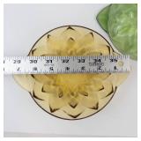 Indiana Glass Pressed Diamond Flower Relish Trays - Amber & Green (Lot of 2)