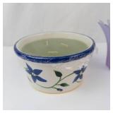 Homes For Living Assorted Decor - Ceramic Floral Bowl with Green Wax Candle (Lot of 3)