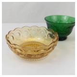 2 Bartlett Collins Manhattan Bowls & 1 Anchor Hocking Green Glass Custard Cup