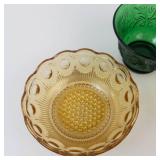 2 Bartlett Collins Manhattan Bowls & 1 Anchor Hocking Green Glass Custard Cup