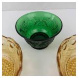 2 Bartlett Collins Manhattan Bowls & 1 Anchor Hocking Green Glass Custard Cup