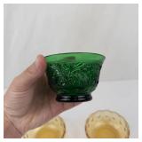 2 Bartlett Collins Manhattan Bowls & 1 Anchor Hocking Green Glass Custard Cup