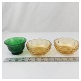 2 Bartlett Collins Manhattan Bowls & 1 Anchor Hocking Green Glass Custard Cup