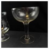 Giant Jumbo Cocktail Champagne Glass & Etched Glass Footed Vase (Lot of 2)