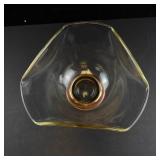 Princess House Mid-Century Modern Crystal Salad Bowl with Copper Pedestal Base