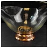 Princess House Mid-Century Modern Crystal Salad Bowl with Copper Pedestal Base