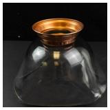 Princess House Mid-Century Modern Crystal Salad Bowl with Copper Pedestal Base
