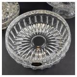 Crystal Glass 3-Piece Set - Lidded Dish, Pedestal Bowl & Bowl