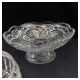 Crystal Glass 3-Piece Set - Lidded Dish, Pedestal Bowl & Bowl