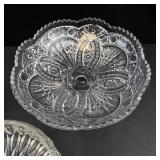 Crystal Glass 3-Piece Set - Lidded Dish, Pedestal Bowl & Bowl