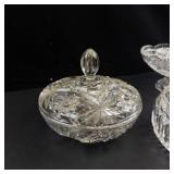 Crystal Glass 3-Piece Set - Lidded Dish, Pedestal Bowl & Bowl