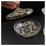 Crystal Glass 3-Piece Set - Lidded Dish, Pedestal Bowl & Bowl