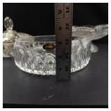 Crystal Glass 3-Piece Set - Lidded Dish, Pedestal Bowl & Bowl