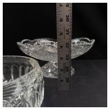Crystal Glass 3-Piece Set - Lidded Dish, Pedestal Bowl & Bowl