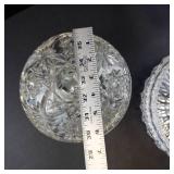 Crystal Glass 3-Piece Set - Lidded Dish, Pedestal Bowl & Bowl