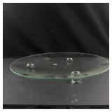 Princess House Heritage Etched Crystal Footed Serving Plate - Four Feet