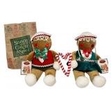 Vintage 1990 Set of Target Christmas Gingerbread Girl Stuffed Plush Dolls