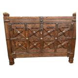Antique Indian Carved Wood Dowry Chest